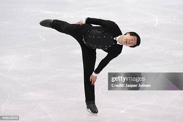 Patrick Chan of Canada competes in the men's figure skating free skating on day 7 of the Vancouver 2010 Winter Olympics at the Pacific Coliseum on...