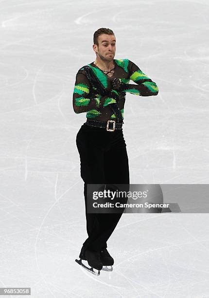 Kevin van der Perren of Belgium competes in the men's figure skating free skating on day 7 of the Vancouver 2010 Winter Olympics at the Pacific...