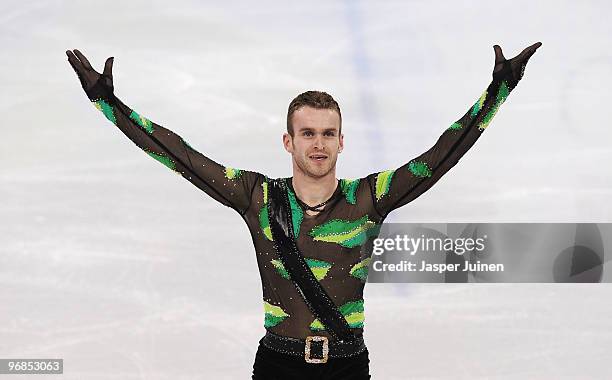 Kevin van der Perren of Belgium competes in the men's figure skating free skating on day 7 of the Vancouver 2010 Winter Olympics at the Pacific...