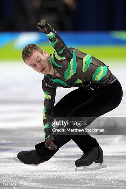 Kevin van der Perren of Belgium competes in the men's figure skating free skating on day 7 of the Vancouver 2010 Winter Olympics at the Pacific...