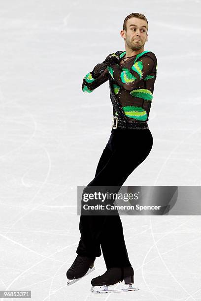 Kevin van der Perren of Belgium competes in the men's figure skating free skating on day 7 of the Vancouver 2010 Winter Olympics at the Pacific...