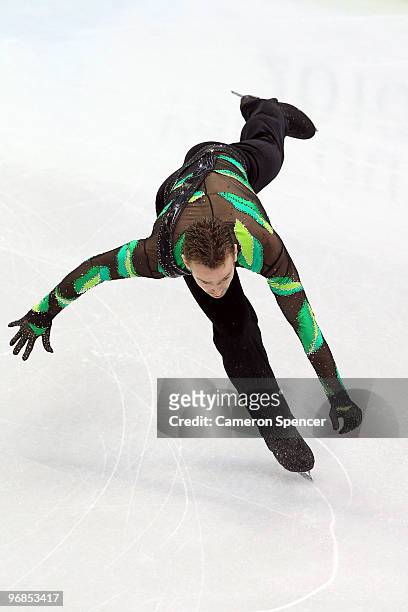 Kevin van der Perren of Belgium competes in the men's figure skating free skating on day 7 of the Vancouver 2010 Winter Olympics at the Pacific...