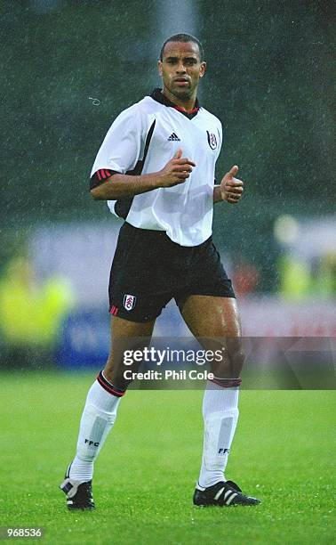 Alain Goma of Fulham in action during the pre-season friendly match against Sparta Prague played at the Kingfield Stadium, in Woking, England. The...