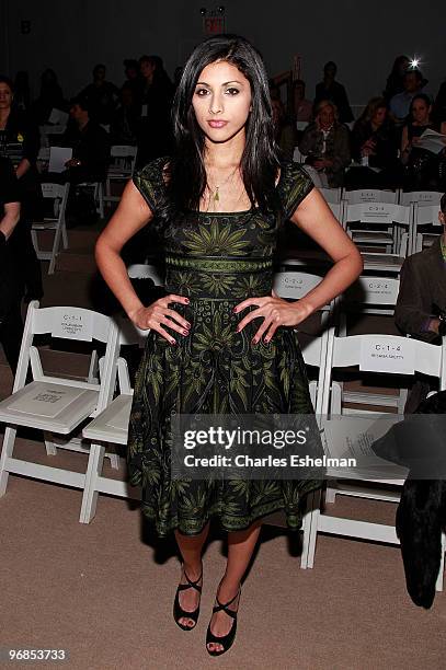 Actress Reshma Shetty attends the Naeem Khan Fall 2010 fashion show during Mercedes-Benz Fashion Week at Bryant Park on February 18, 2010 in New York...