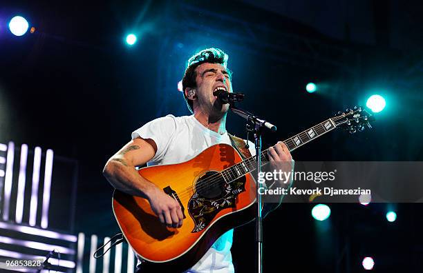 Jacob Hoggard of the band Hedley performs during the medal ceremony on day 7 of the Vancouver 2010 Winter Olympics at BC Place on February 18, 2010...