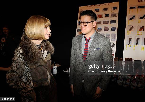 Editor-in-Chief Anna Wintour and designer Peter Som backstage at the Tommy Hilfiger Fall 2010 Fashion Show during Mercedes-Benz Fashion Week at...