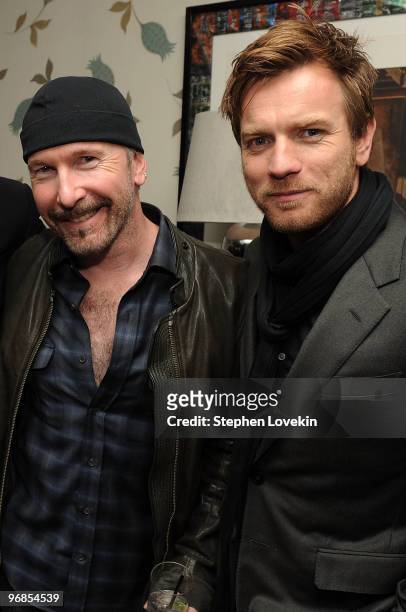 Musician The Edge of U2 and actor Ewan McGregor attend the after party for the Cinema Society & Screenvision screening of "The Ghost Writer" at the...