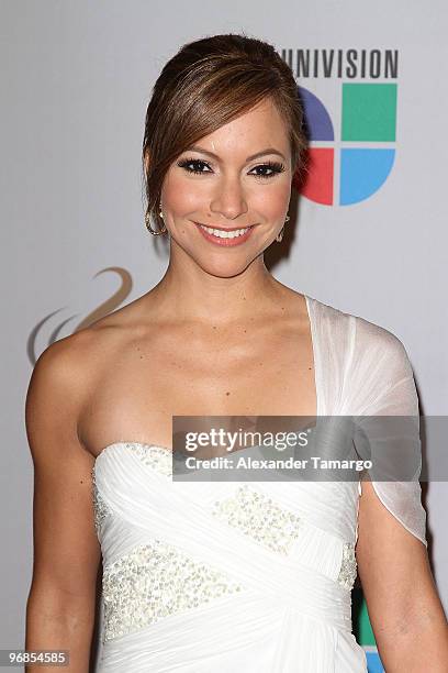 Satcha Pretto arrives at Univision's 2010 Premio Lo Nuestro a La Musica Latina Awards at American Airlines Arena on February 18, 2010 in Miami,...