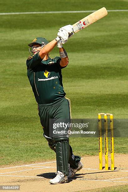 Shane Watson of Australia bats during the Fifth One Day International match between Australia and the West Indies at Melbourne Cricket Ground on...