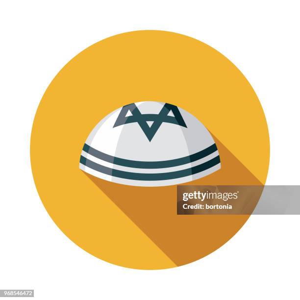 yarmulke flat design hanukkah icon - yarmulkas stock illustrations