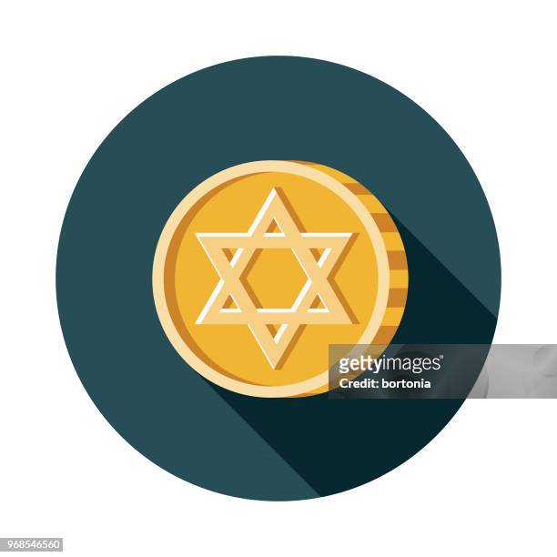 gelt flat design hanukkah icon - geld stock illustrations