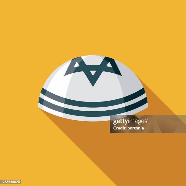 yarmulke flat design hanukkah icon - skull cap stock illustrations