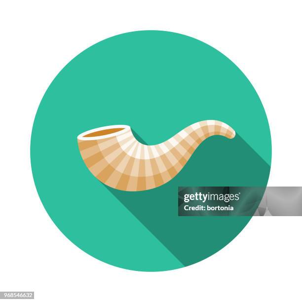 shofar flat design hanukkah icon - yom kippur stock illustrations