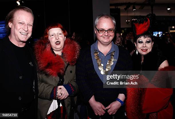 Photographer Patrick McMullan, fashion editor Lynn Yaeger, fashion editor Mickey Boardman and Rosemary Ponzo attend the Mercedes-Benz Fashion Week...