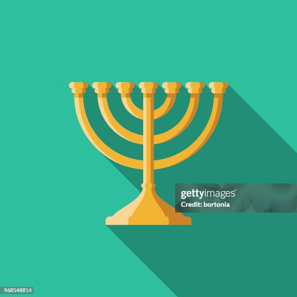 illustrations, cliparts, dessins animés et icônes de la menorah design plat hanukkah icône - chandelier silhouette