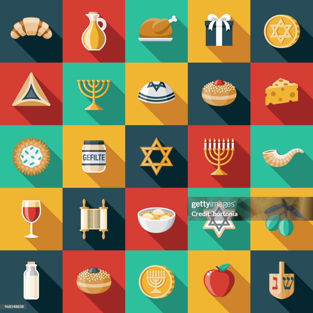 Hanukkah flaches Design Icon Set