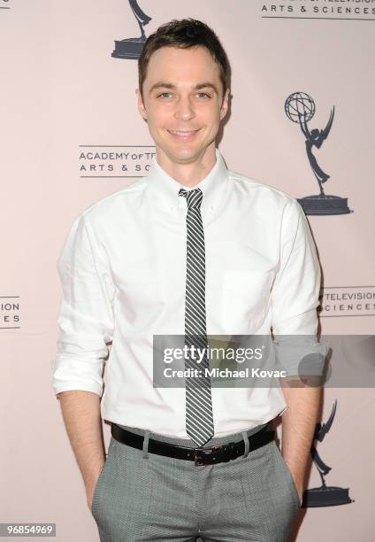 Actor Jim Parsons attends the Academy Of Television Arts & Sciences' An Evening With "The Big Bang Theory" at Leonard H. Goldenson Theatre on...