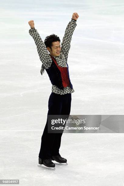 Daisuke Takahashi of Japan competes in the men's figure skating free skating on day 7 of the Vancouver 2010 Winter Olympics at the Pacific Coliseum...