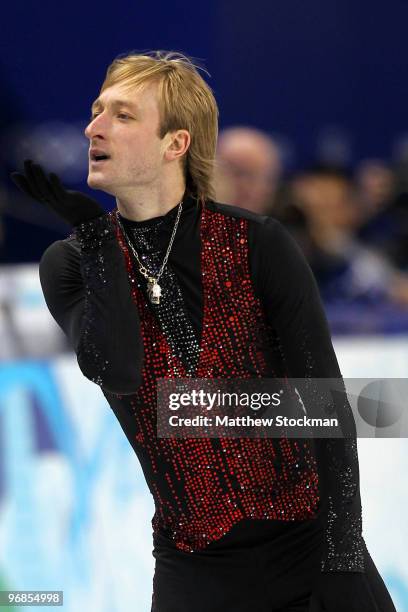 Evgeni Plushenko of Russia competes in the men's figure skating free skating on day 7 of the Vancouver 2010 Winter Olympics at the Pacific Coliseum...