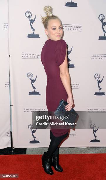 Actress Kaley Cuoco attends the Academy Of Television Arts & Sciences' An Evening With "The Big Bang Theory" at Leonard H. Goldenson Theatre on...