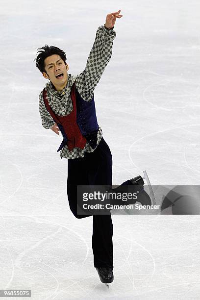 Daisuke Takahashi of Japan competes in the men's figure skating free skating on day 7 of the Vancouver 2010 Winter Olympics at the Pacific Coliseum...