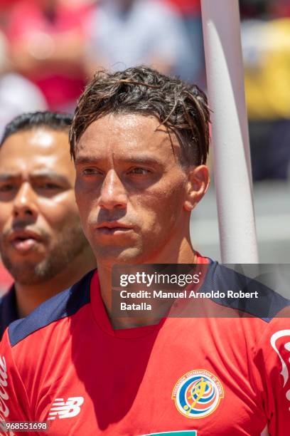 Christian Bolaños of Costa Rica looks on prior to the International friendly match between Costa Rica and Northern Ireland at National Stadium on...