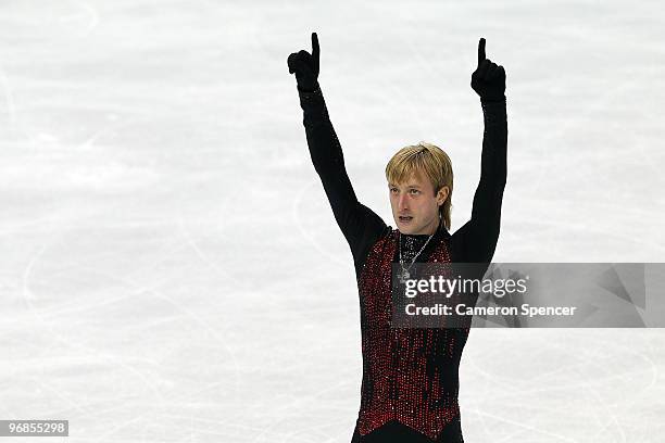 Evgeni Plushenko of Russia competes in the men's figure skating free skating on day 7 of the Vancouver 2010 Winter Olympics at the Pacific Coliseum...