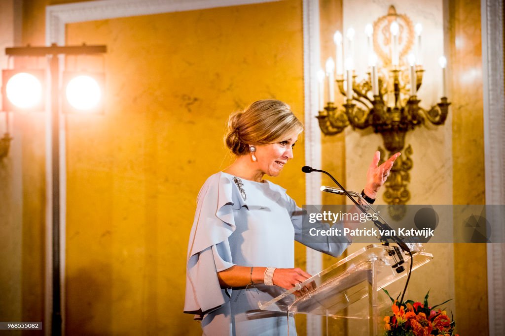 Queen Maxima Of The Netherlands Attends Award Ceremony Appeltjes Van Oranje