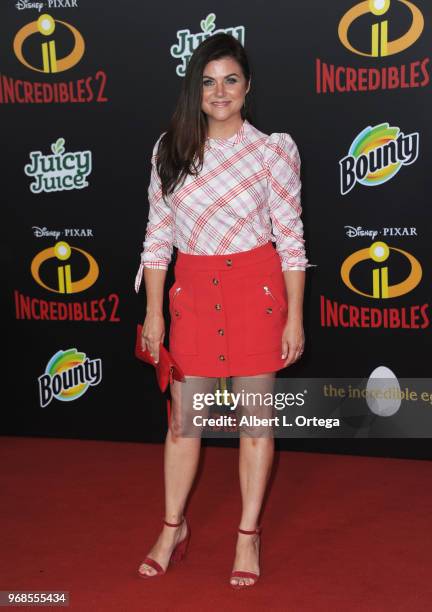 Actress Tiffani Thiessen arrives for the Premiere Of Disney And Pixar's "Incredibles 2" on June 5, 2018 in Los Angeles, California.