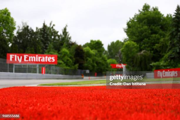 General view of the track during previews to the Canadian Formula One Grand Prix at Circuit Gilles Villeneuve on June 6, 2018 in Montreal, Canada.