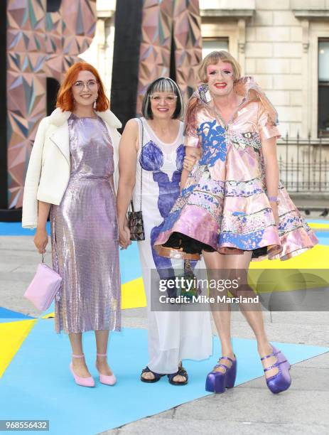 Florence, Philippa Perry and Grayson Perry attend the Royal Academy of Arts Summer Exhibition Preview Party at Burlington House on June 6, 2018 in...