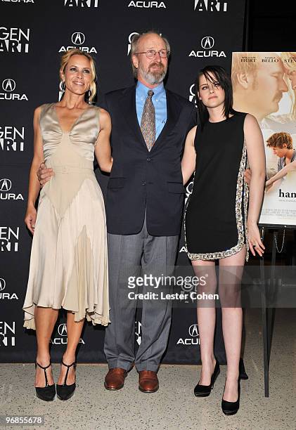 Actors Maria Bello, William Hurt and Kristen Stewart attend the "The Yellow Handkerchief" Los Angeles premiere at Pacific Design Center on February...