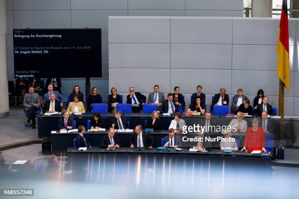 Chancellor Merkel is pictured during a Government Question Time at Bundestag in Berlin, Germany on June 6, 2018.