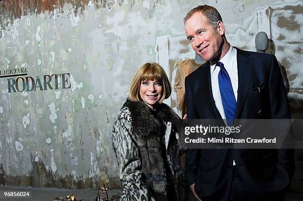 Vogue's Anna Wintour and Pete Nordstrom attend the "Quicktake": Rodarte exhibition opening party at the Cooper-Hewitt, National Design Museum on...