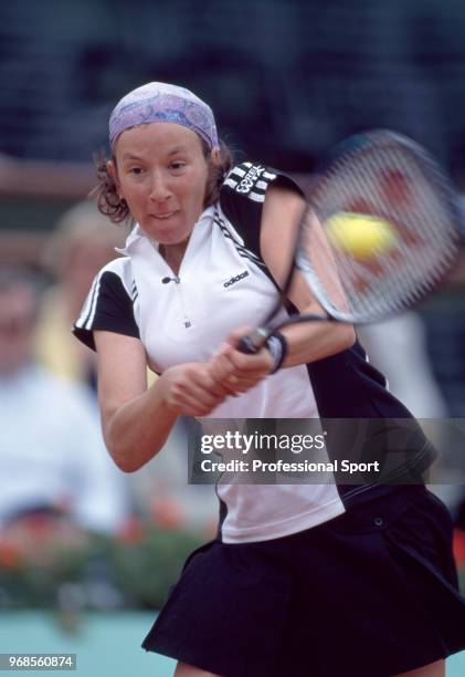 Natasha Zvereva of Belarus in action during the French Open Tennis Championships at the Stade Roland Garros circa May 1996 in Paris, France.