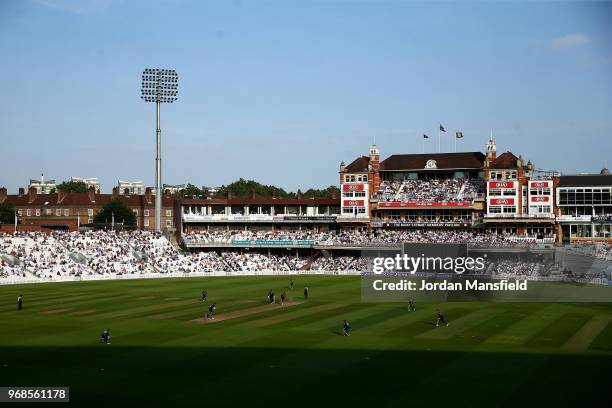 General view of play during the Royal London One-Day Cup game between Surrey and Glamorgan at The Kia Oval on June 6, 2018 in London, England.