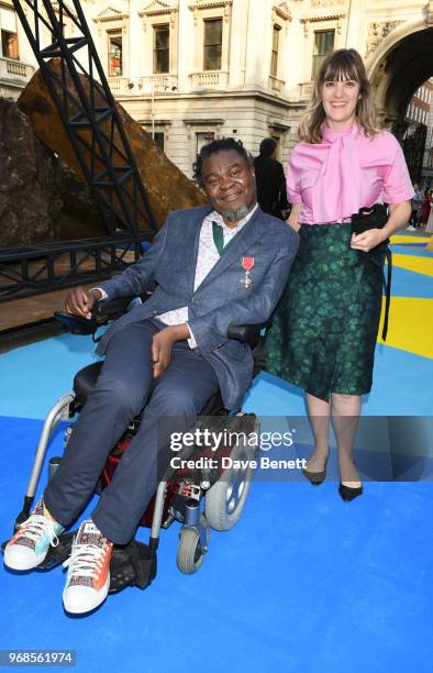 Yinka Shonibare and guest attend the Royal Academy Of Arts summer exhibition preview party 2018 on June 6, 2018 in London, England.