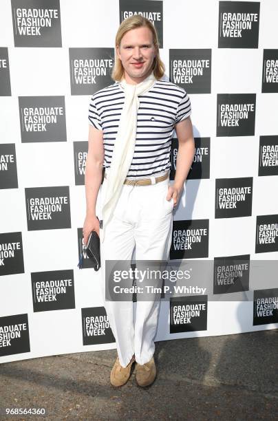 Henry Conway attends the Graduate Fashion Week Gala at The Truman Brewery on June 6, 2018 in London, England.