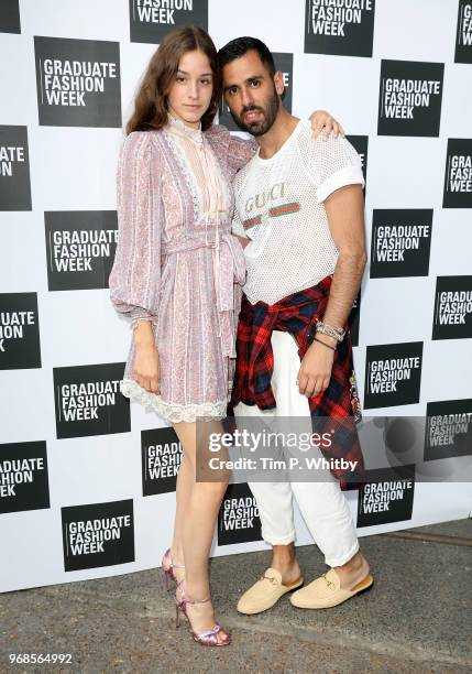 Coco Konig and guest attend the Graduate Fashion Week Gala at The Truman Brewery on June 6, 2018 in London, England.