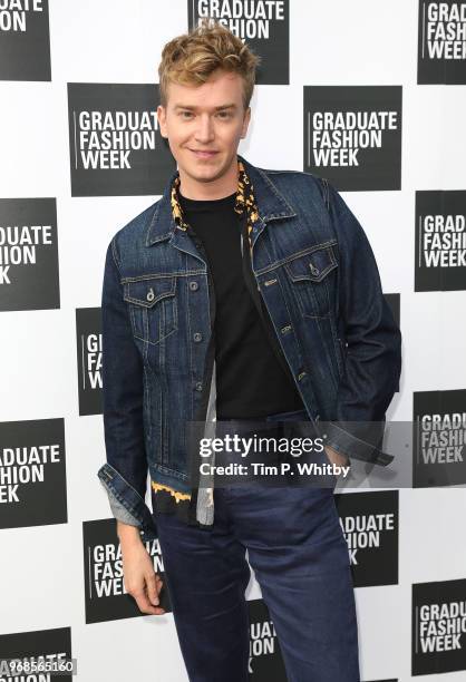 Fletcher Cowan attends the Graduate Fashion Week Gala at The Truman Brewery on June 6, 2018 in London, England.