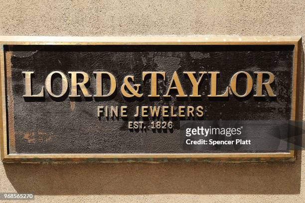 Lord & Taylor sign is displayed on its flagship store on 5th Avenue in Manhattan on June 6, 2018 in New York City. The 192-year-old chain owned by...