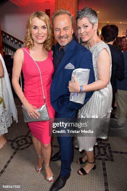 Andrea Luedke, Till Demtroeder and Cheryl Shepard attend the Studio Hamburg Nachwuchspreis on June 6, 2018 in Hamburg, Germany.