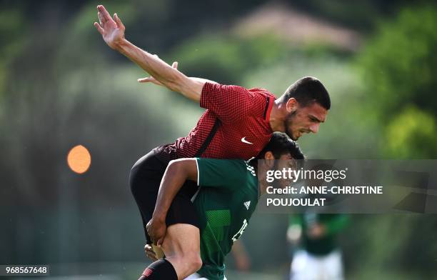 Turkey's defender Merih Demiral vies with Mexico's forward Eduardo Daniel Aguirre Lara during the Festival International Espoirs - Maurice Revello...