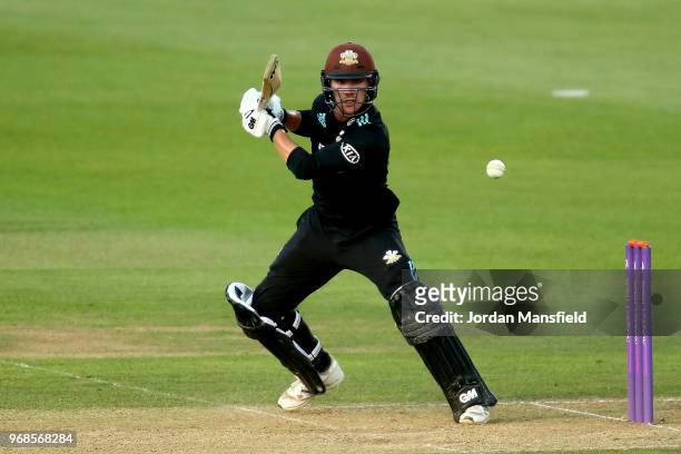 Rory Burns of Surrey bats during the Royal London One-Day Cup game between Surrey and Glamorgan at The Kia Oval on June 6, 2018 in London, England.