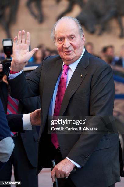 King Juan Carlos attends La Beneficiencia Bullfight at Las Ventas Bullring on June 6, 2018 in Madrid, Spain.