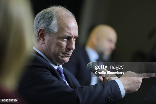 Ciro Gomes, presidential candidate for the Democratic Labor Party , speaks during an interview at a 2018 pre-candidates event hosted by the Correio...