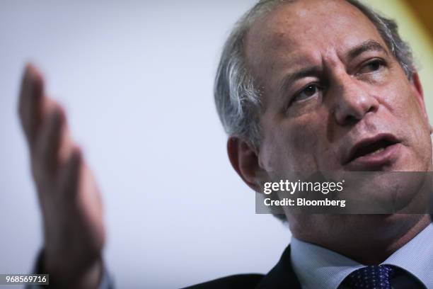 Ciro Gomes, presidential candidate for the Democratic Labor Party , speaks during an interview at a 2018 pre-candidates event hosted by the Correio...