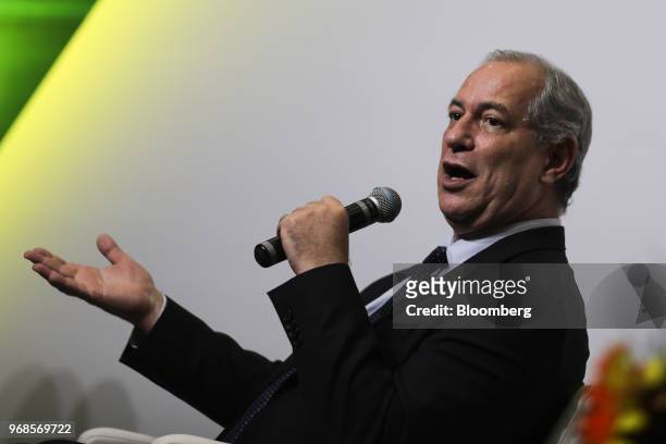 Ciro Gomes, presidential candidate for the Democratic Labor Party , speaks during an interview at a 2018 pre-candidates event hosted by the Correio...