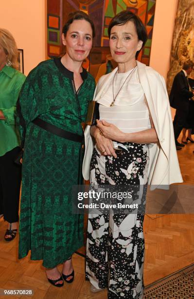 Olivia Colman and Dame Kristin Scott Thomas attend the Royal Academy Of Arts summer exhibition preview party 2018 on June 6, 2018 in London, England.