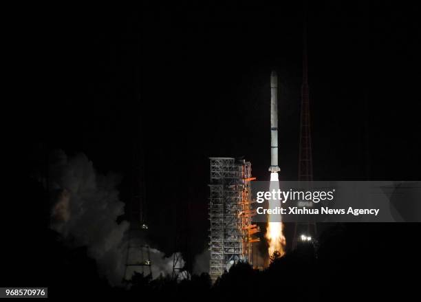 June 5, 2018 -- The Fengyun-2H meteorological satellite, carried by a Long March-3A rocket, is launched from the Xichang Satellite Launch Center in...